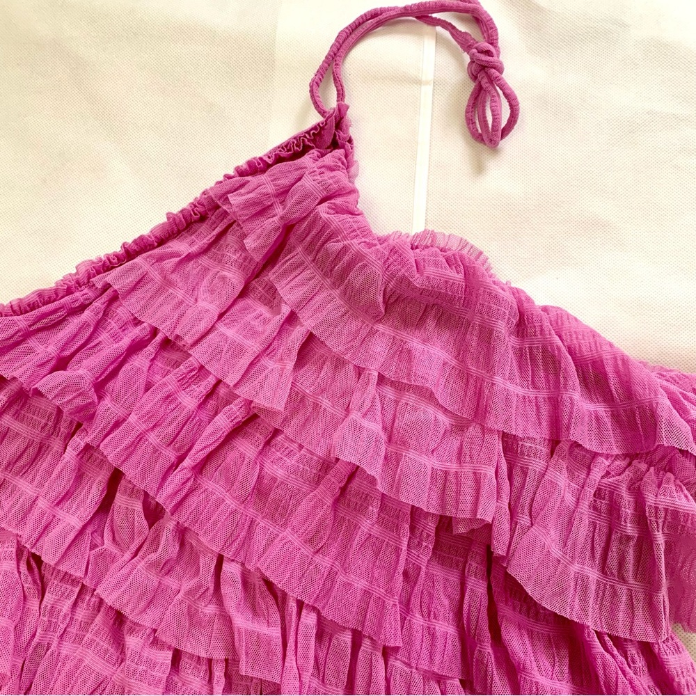 By Anthropologie Halter Ruffle Tank Top size L - Picture 5 of 7